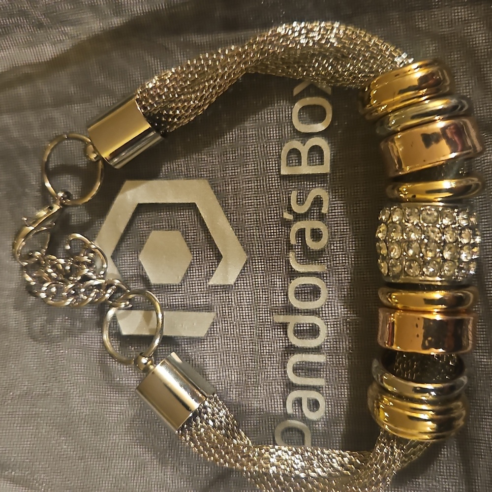 Pandora Box Gold and Silver Mesh Bracelet